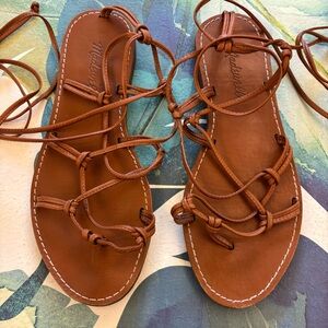 MADEWELL Lace Up Gladiator Sandals Brown Size 7